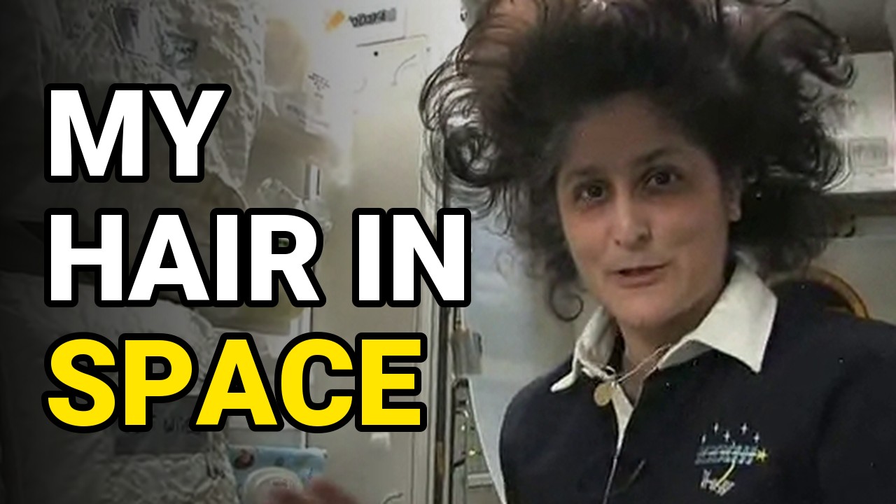 Face + Headline thumbnail: an astronaut with the words My hair in space